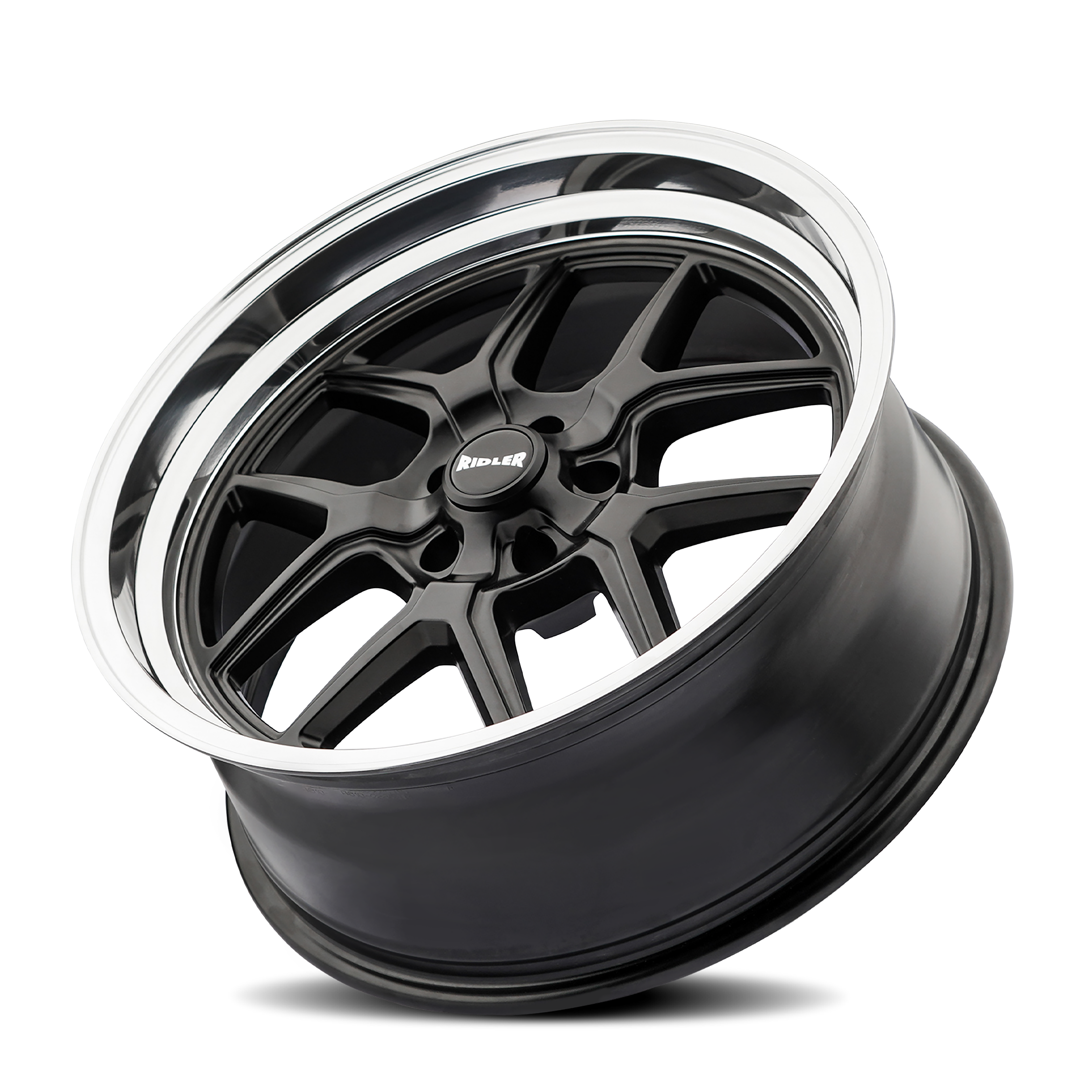 Ridler Type 610, 17X8, 5X127, ET0, CB83.82, Matte Black/Polished Lip - 610-7873MB