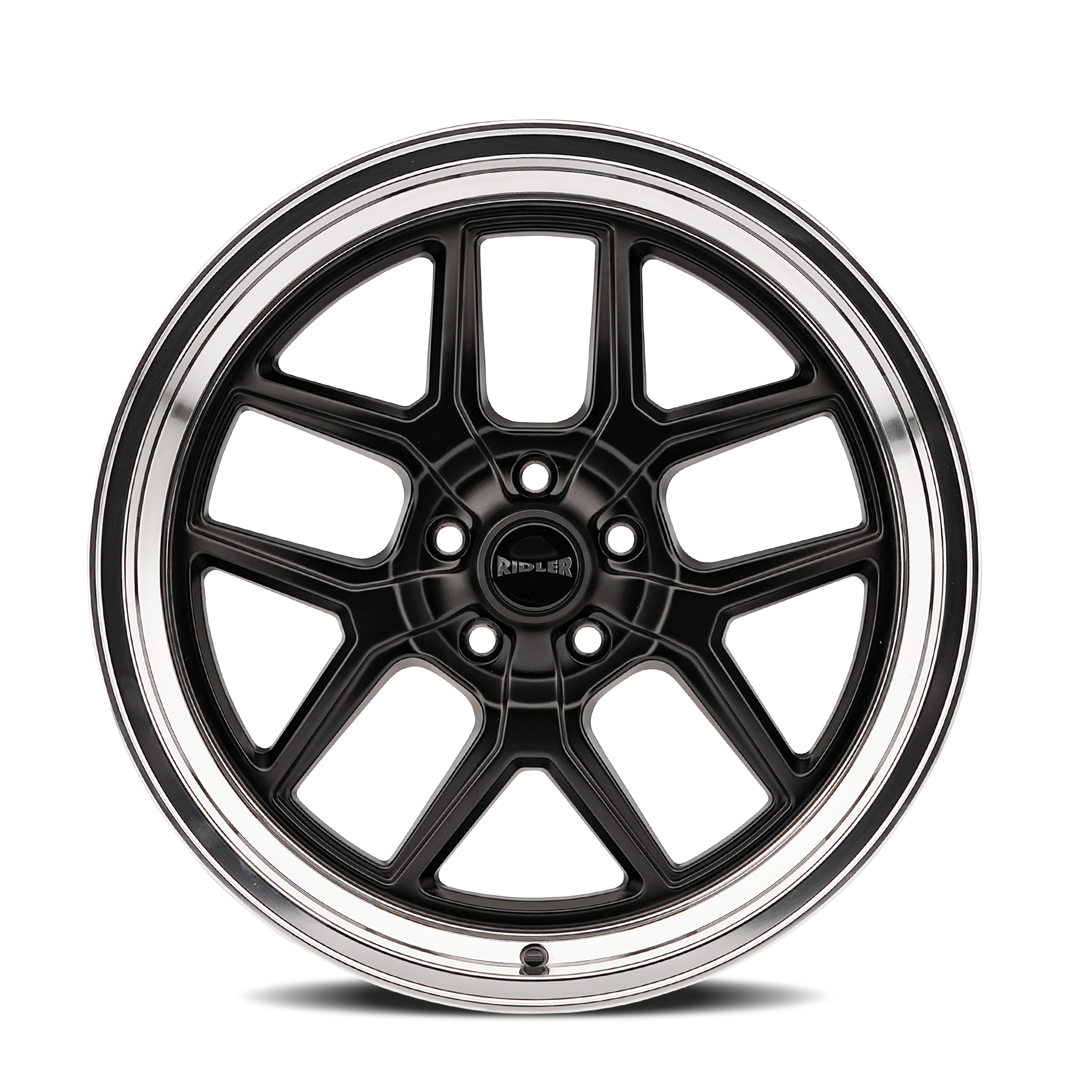 Ridler Type 610, 20X8.5, 5X120.65, ET0, CB83.82, Matte Black/Polished Lip - 610-2861MB