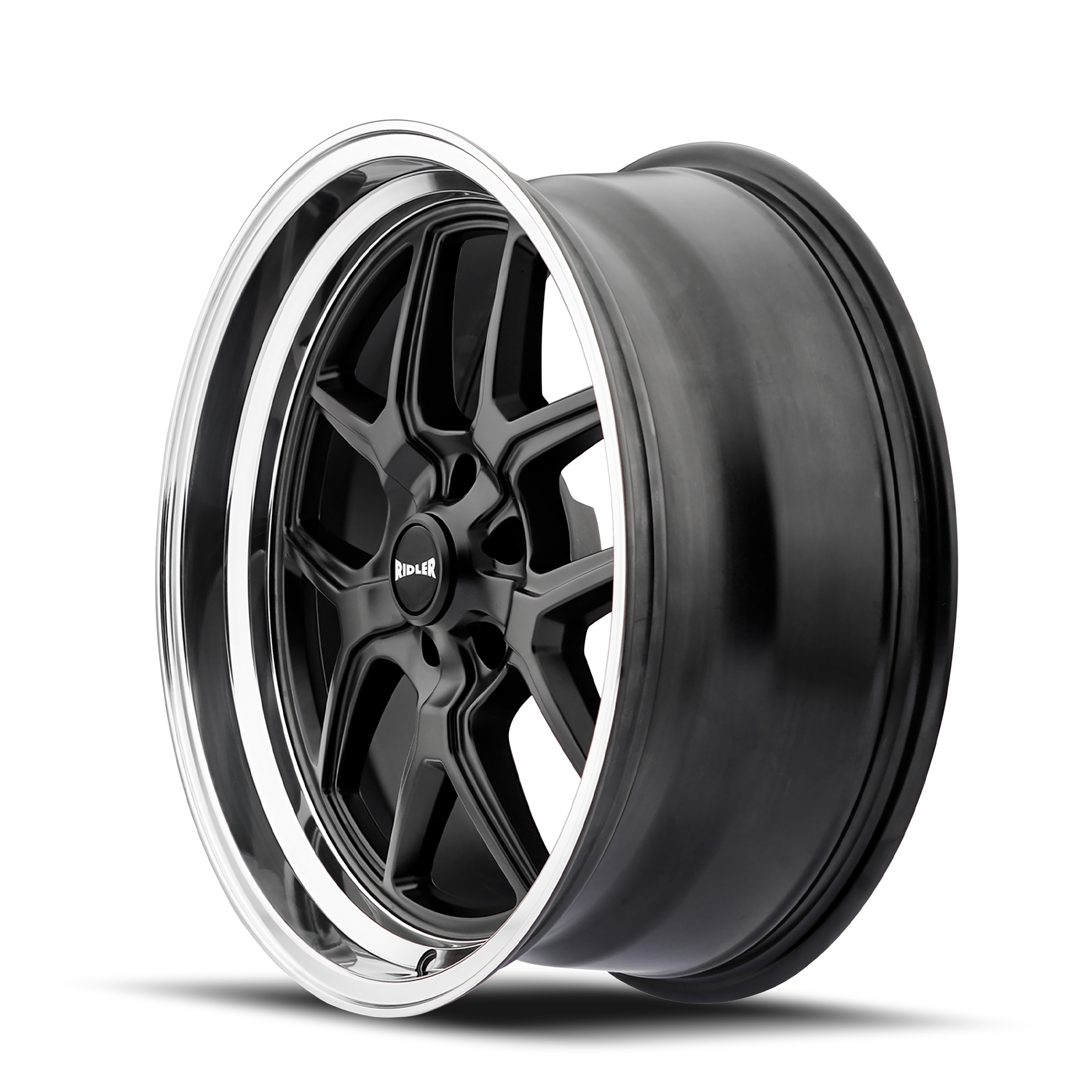 Ridler Type 610, 20X8.5, 5X127, ET0, CB83.82, Matte Black/Polished Lip - 610-2873MB