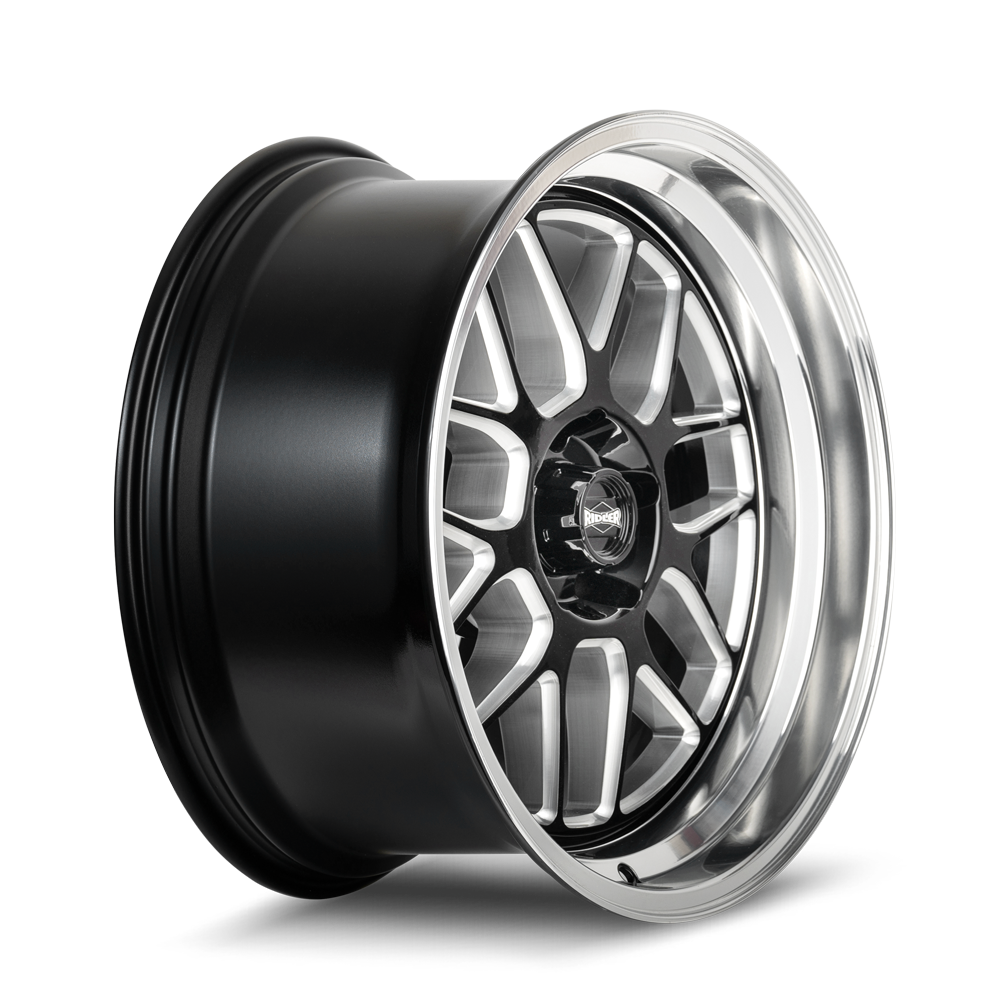 Ridler Type 611, 20X8.5, 5x114.3, ET0, CB83.82, Gloss Black/Milled With Diamond Cut Lip - 611-2865GBMD
