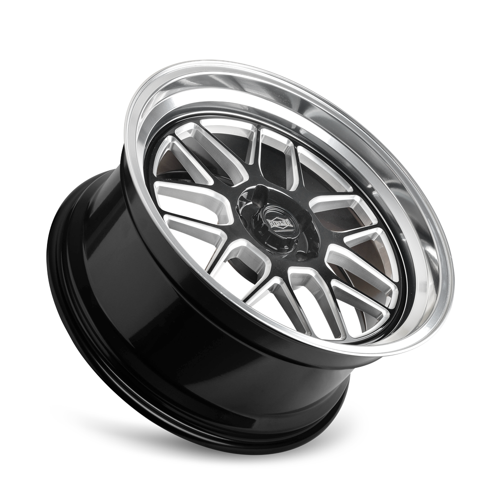 Ridler Type 611, 20X8.5, 5x114.3, ET0, CB83.82, Gloss Black/Milled With Diamond Cut Lip - 611-2865GBMD