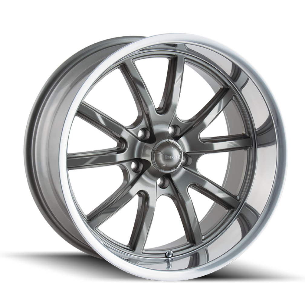 Ridler Type 650, 18X8, 5X127, ET0, CB83.82, Grey/Polished Lip - 650-8873G