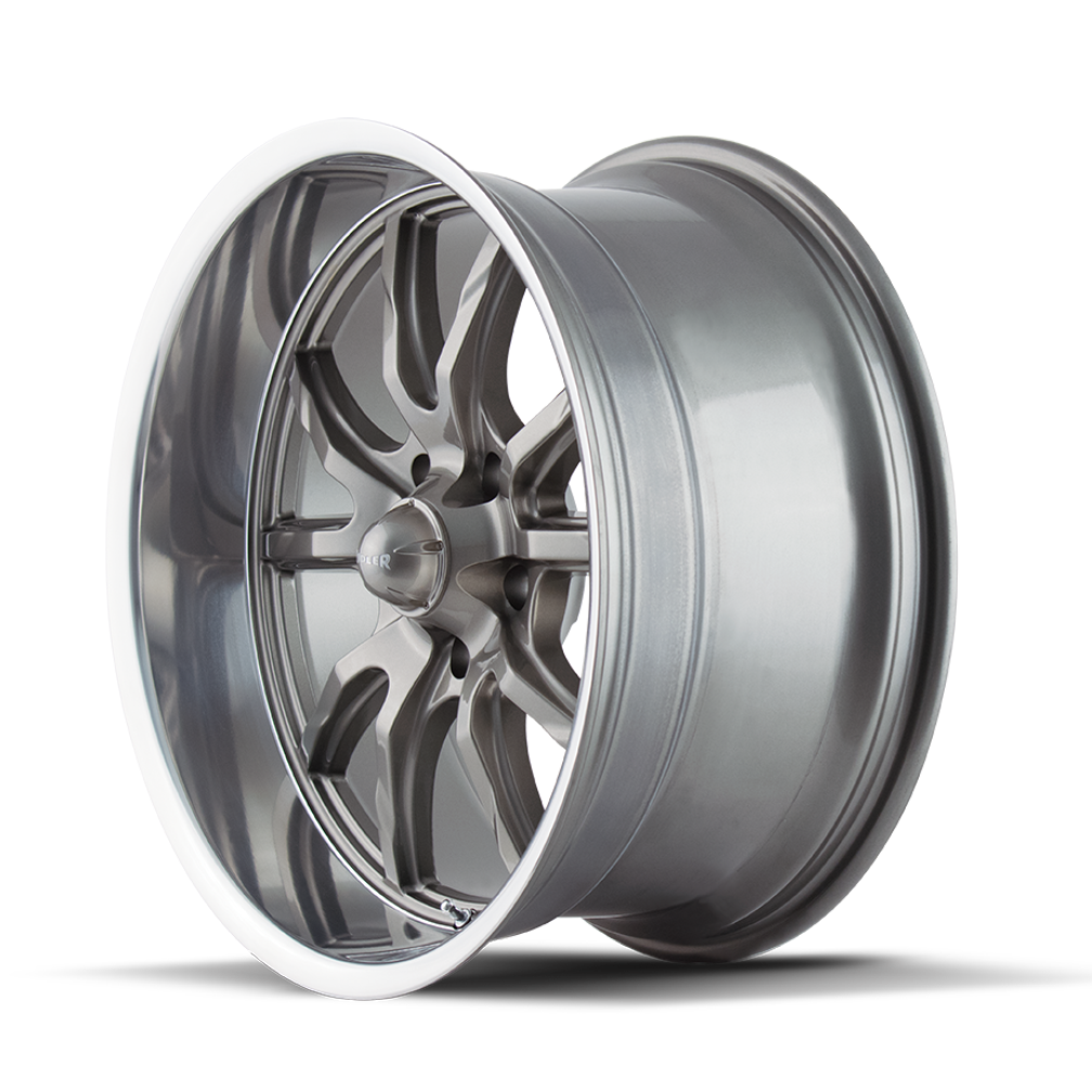 Ridler Type 650, 20X10, 5X127, ET0, CB83.82, Grey/Polished Lip - 650-2173G