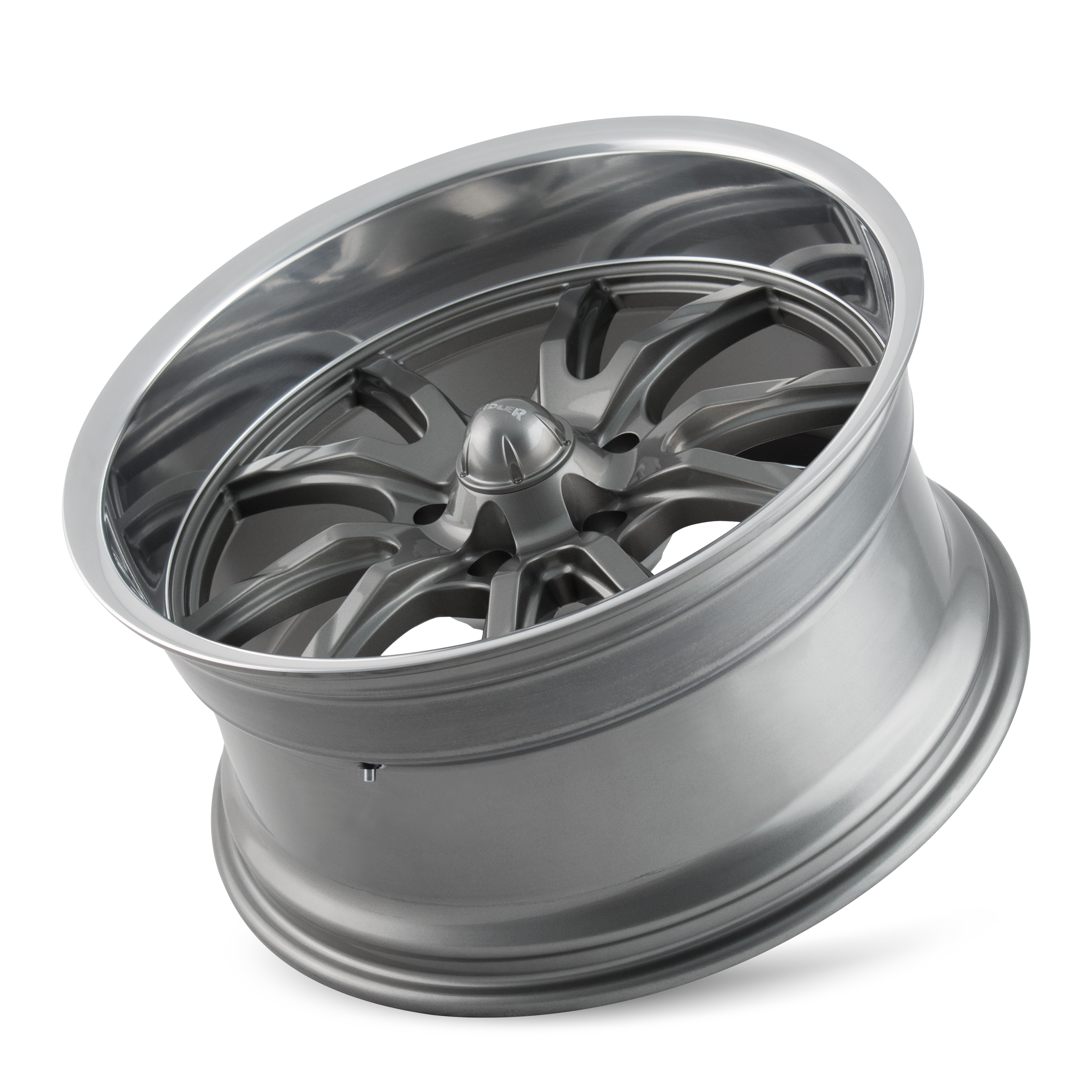 Ridler Type 650, 18X9.5, 5X120.65, ET0, CB83.82, Grey/Polished Lip - 650-8961G