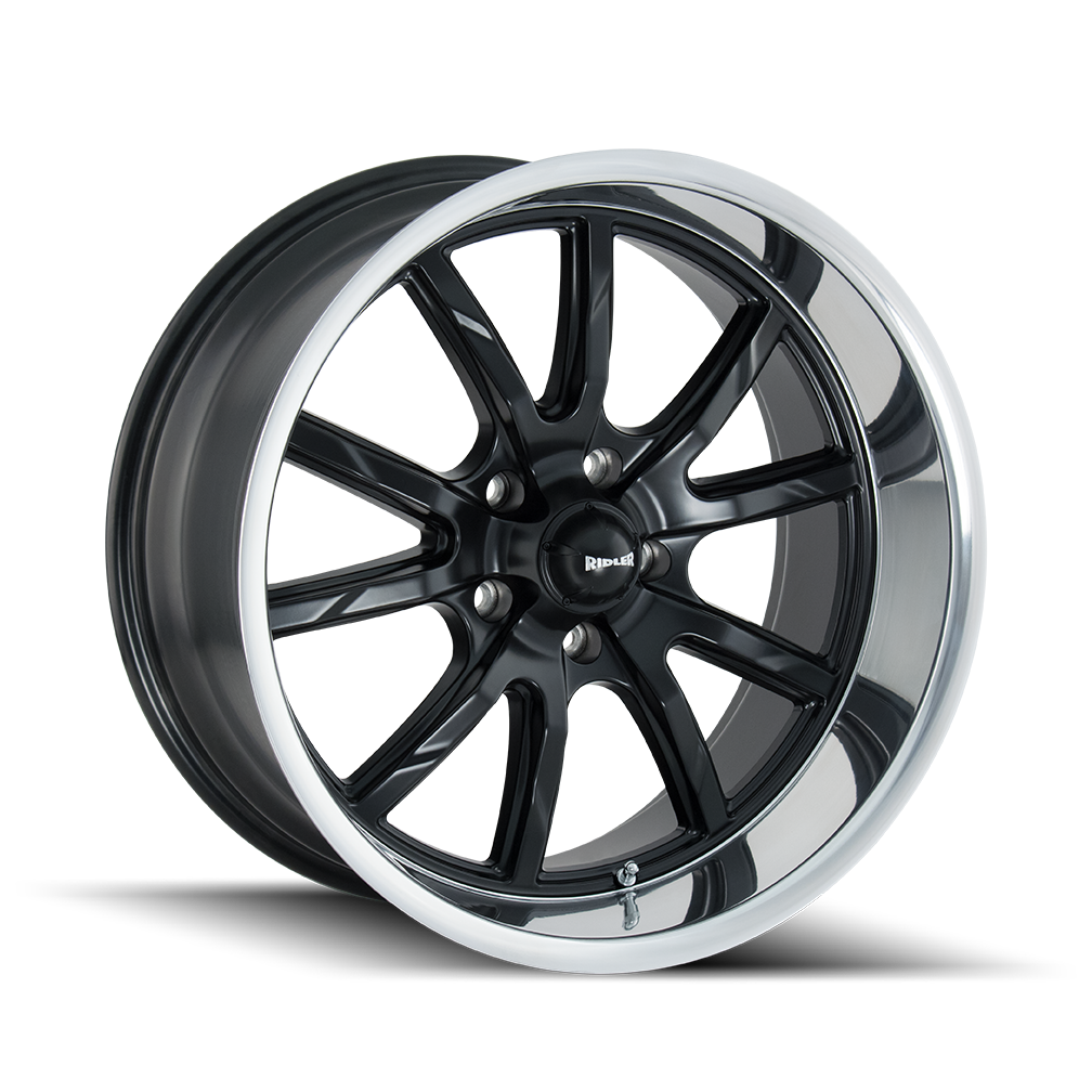 Ridler Type 650, 18X8, 5X127, ET0, CB83.82, Matte Black/Polished Lip - 650-8873MB