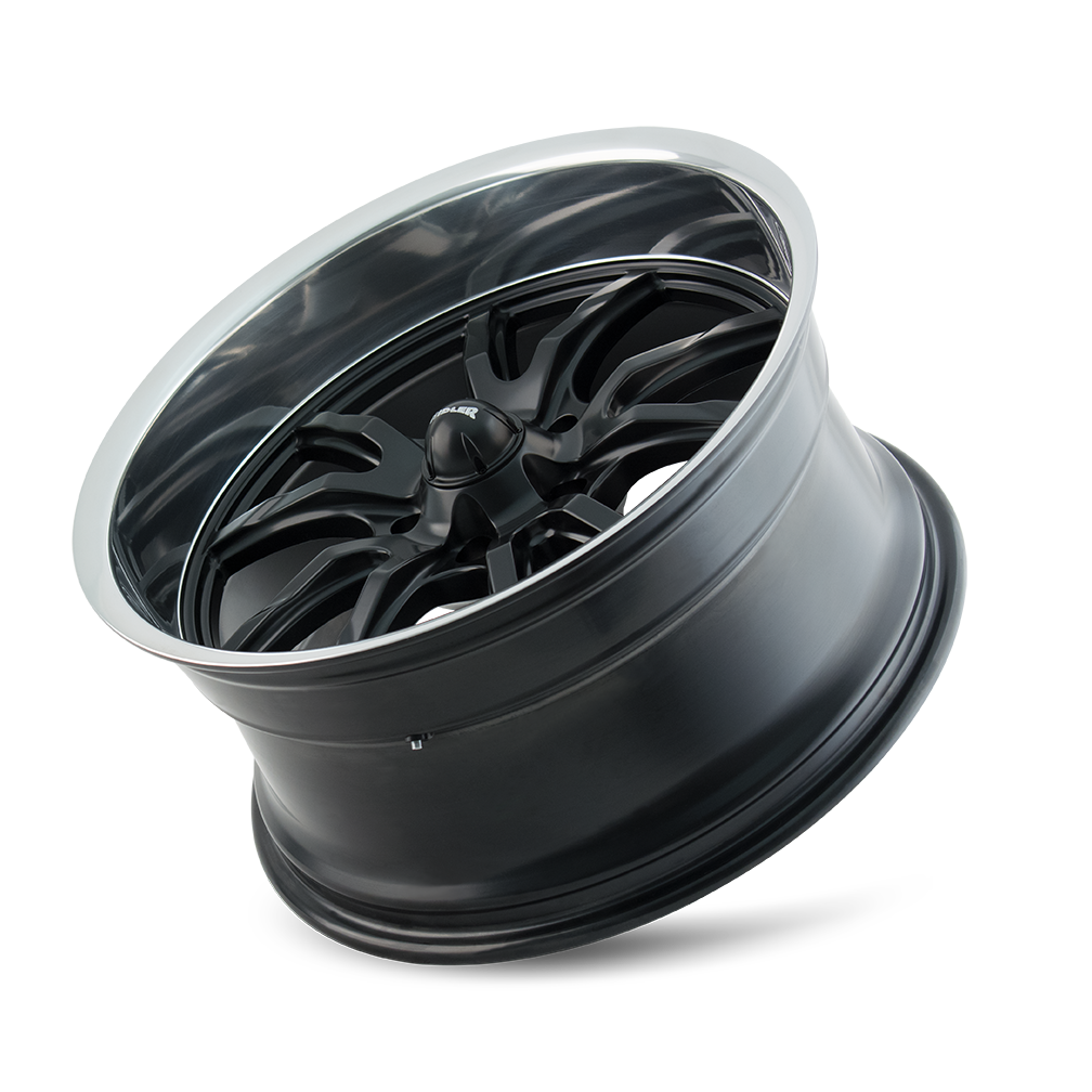 Ridler Type 650, 17X7, 5x114.3, ET0, CB83.82, Matte Black/Polished Lip - 650-7765MB