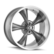 Ridler Type 695, 18X9.5, 5x114.3, ET6, CB83.82, Grey/Machined Lip - 695-8965G