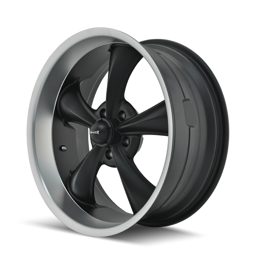 Ridler Type 695, 17X7, 5x114.3, ET0, CB83.82, Matte Black/Machined Lip - 695-7765MB