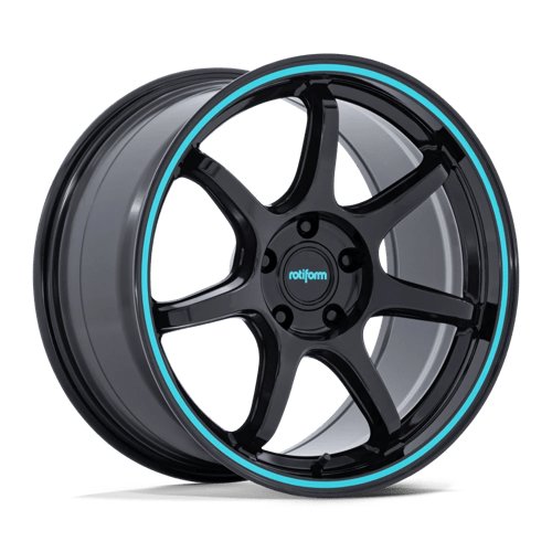 Rotiform RC208 BPU, 18X8.5, 5X114.3, ET35, CB72.56, GLOSS BLACK W/ TEAL STRIPE