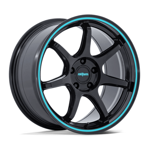 Rotiform RC208 BPU, 19X8.5, 5X114.3, ET20, CB72.56, GLOSS BLACK W/ TEAL STRIPE