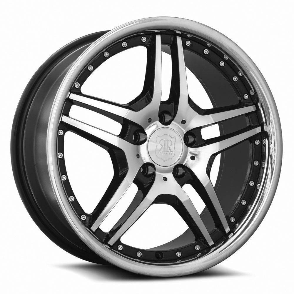 MRR RW2, 18x8, 5x120, ET35, CB72.6, Black w/ Stainless Lip