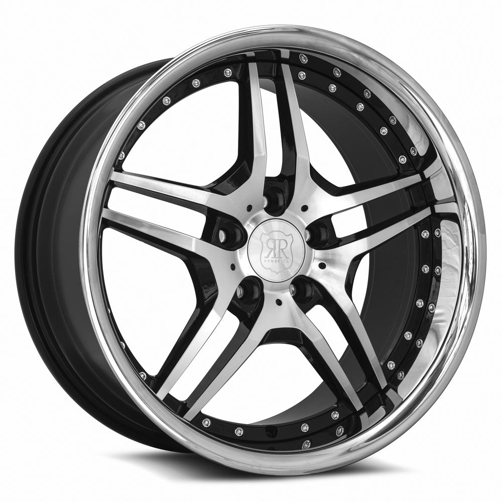 MRR RW2, 19x9.5, 5x112, ET35, CB66.6, Black w/ Stainless Lip