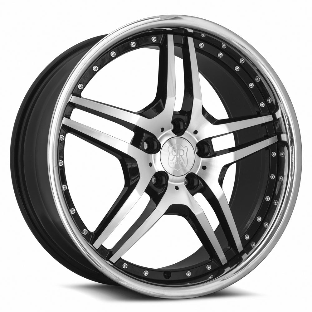 MRR RW2, 20x8.5, 5x120, ET25, CB72.6, Black w/ Stainless Lip
