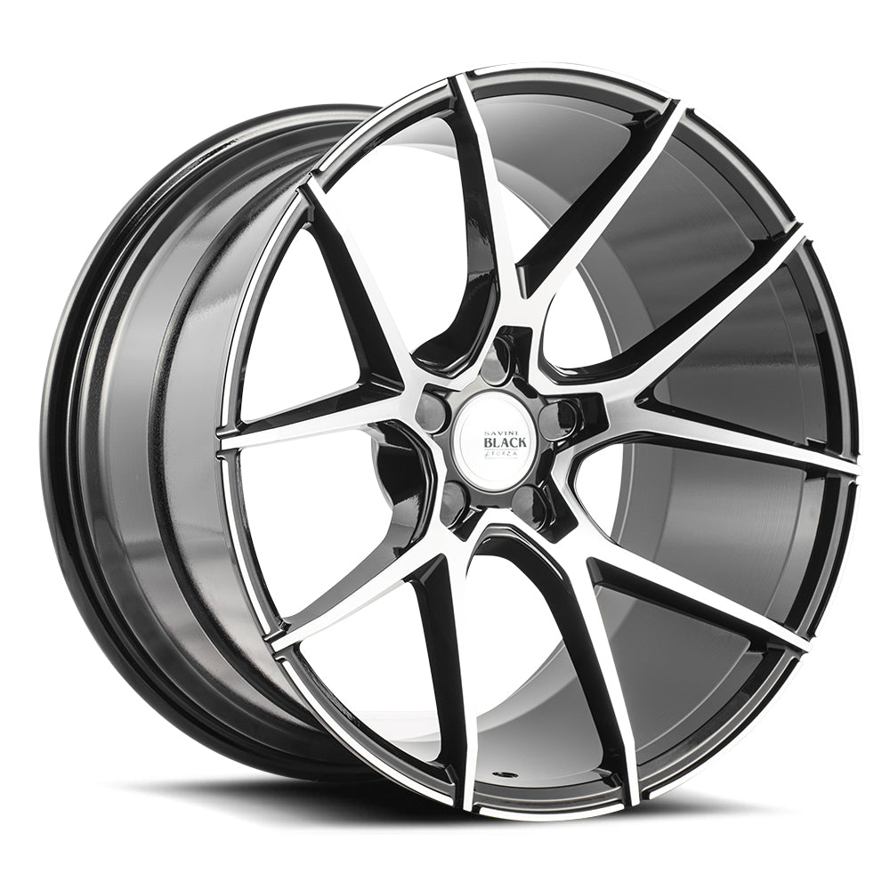 Savini BM14, 22x9, 5x112, ET28, CB66.6, Machined Black - BM14-22090512M2866