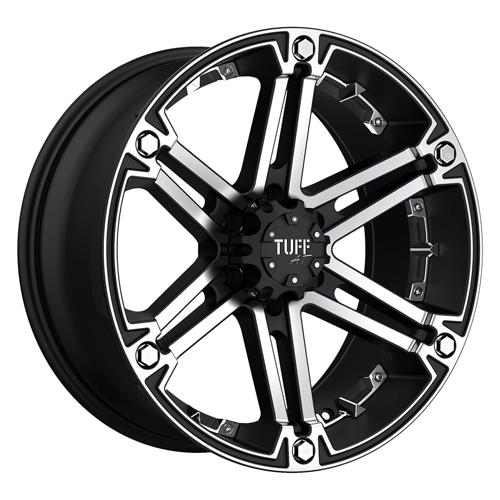 Tuff T01, 20X9, 6X139.7, ET-13, CB108, FLAT BLACK W MACHFACE & CHRINS