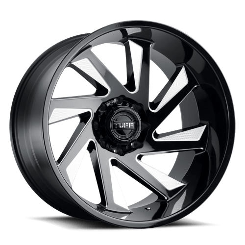 Tuff T1B, 26X14, 6X139.7, ET-72, CB112.1, GLOSS BLACK W/ MILLED SPOKES