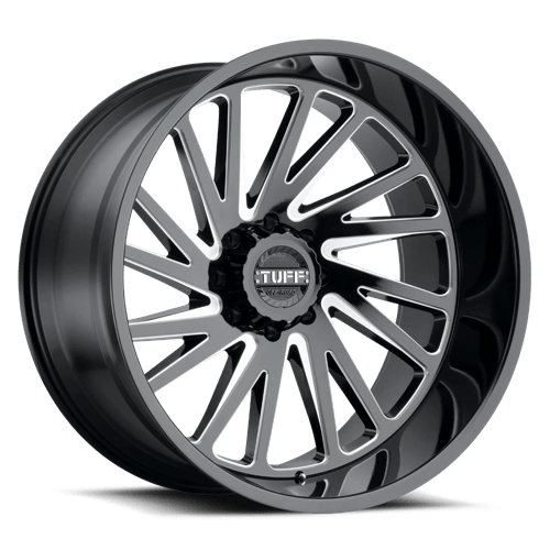 Tuff T2A, 20X12, 8X180, ET-45, CB125.1, GLOSS BLACK W/ MILLED SPOKES 2012T2A-58180B25L