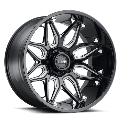 Tuff T3B, 24X14, 6X139.7, ET-72, CB112.1, GLOSS BLACK W/ MILLED SPOKES