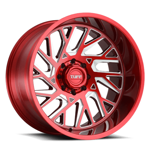Tuff T4B, 20X12, 5X127, ET-45, CB71.5, CANDY RED W/ MILLED SPOKE