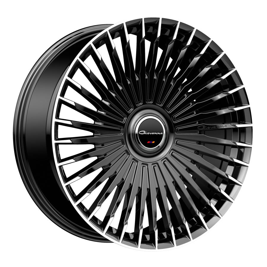 Giovanna Tulum, 24x10, 5x100 to 5x132/6x114 to 6x139.7, ET10 to 45, CB72.56 to 110.1, Gloss Black With Machined Tips - 2410Z10GOTUBMT
