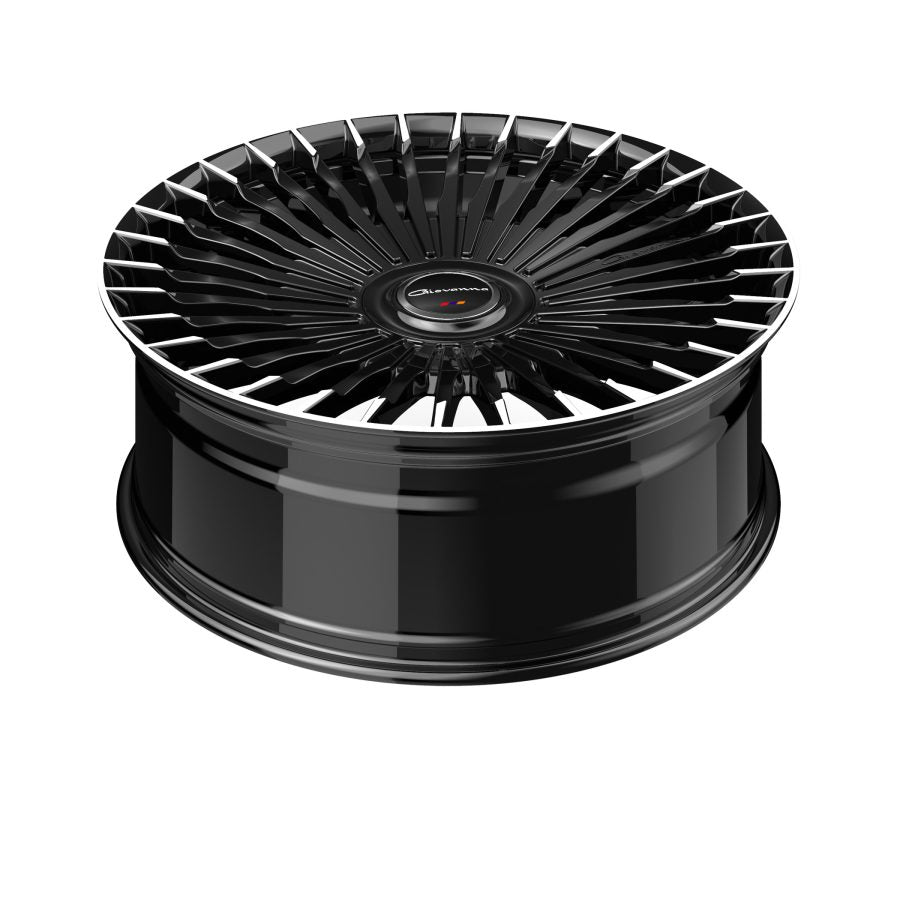 Giovanna Tulum, Deep Profile, 22x10.5, 5x112/5x114.3, ET40, CB73.1, Gloss Black With Machined Tips