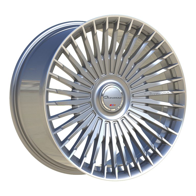 Giovanna Tulum, Deep Profile, 22x10.5, 5x114.3/5x120, ET35, CB74.1, Gloss Silver With Machined Tips