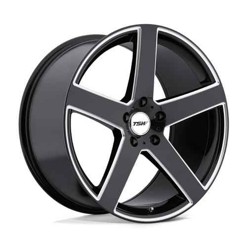TSW RIVAGE, 20X10, 5X112, ET54, CB72.1, GLOSS BLACK W/ MILLED SPOKE