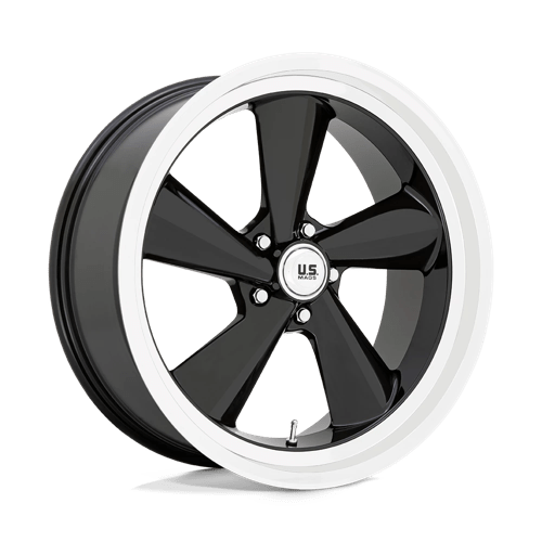 US Mag 1PC U136 TS, 22X9, 5X127, ET15, CB78.1, GLOSS BLACK W/ DIAMOND CUT LIP