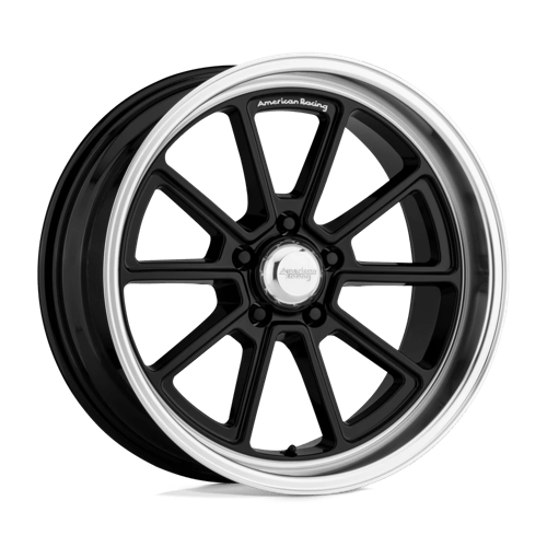 American Racing Vintage VN510 DRAFT, 18X10, 5X120.65, ET0, CB72.56, GLOSS BLACK W/ DIAMOND CUT LIP