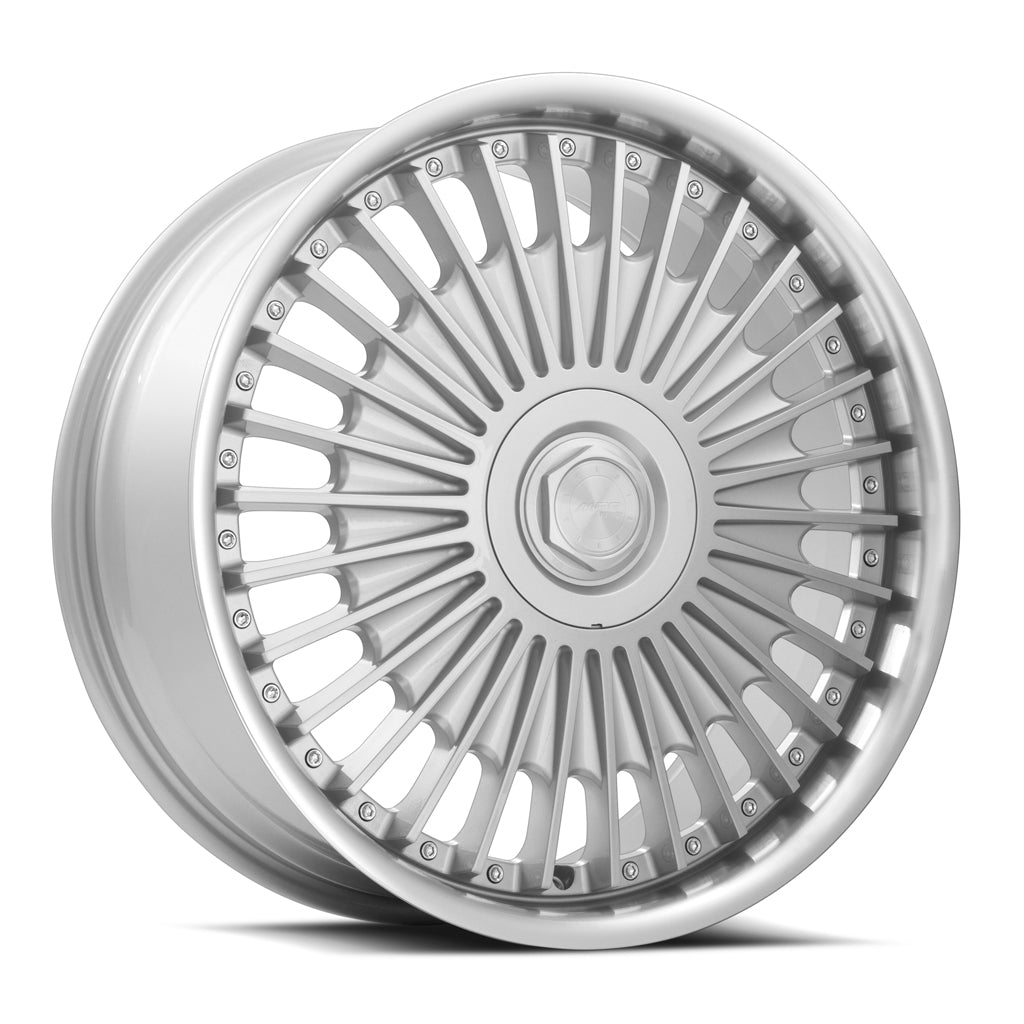 MRR VP4, 20x8.5, 5x100 to 5x120.7, ET20 to 45, CB66.6 to 74.1, Silver Machined Lip