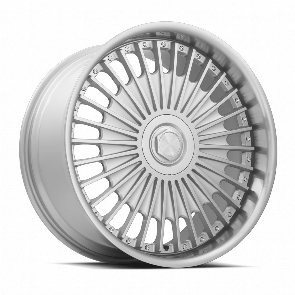 MRR VP4, 22x10.5, 5x100 to 5x120.7, ET24 to 42, CB66.6 to 74.1, Silver Machined Lip