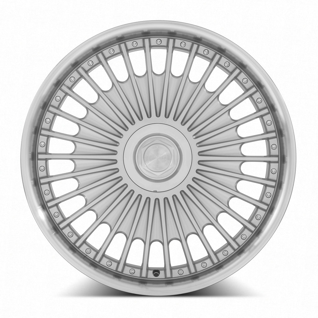 MRR VP4, 22x9, 5x100 to 5x120.7, ET20 to 42, CB66.6 to 74.1, Silver Machined Lip