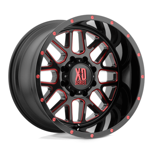 XD XD820 GRENADE, 20X10, 5X127, ET-24, CB78.1, SATIN BLACK MILL W/ RED TINT