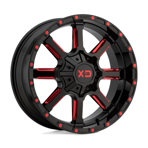 XD XD838 MAMMOTH, 20X10, 8X170, ET-18, CB125.1, GLOSS BLACK MILLED W/ RED TINT