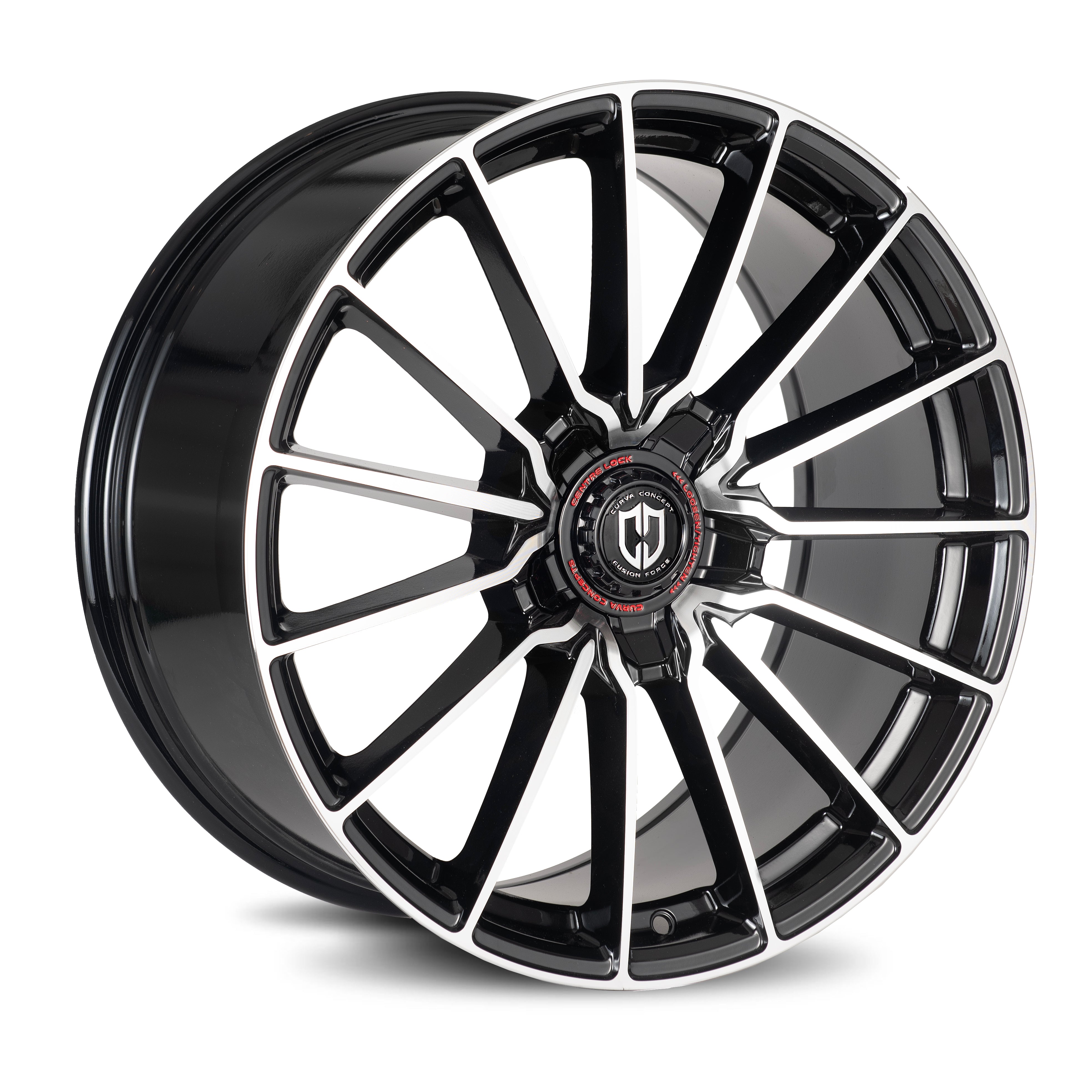Curva Concepts CFF75, 19x8.5, 5x112, ET30, CB66.56, Black Machined Face Dark Tint Satin Lacquer