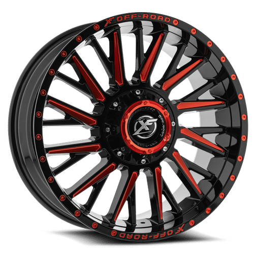 XF Offroad XF-226, 20x10, 8x165.1/8x170, ET-12, CB125.2, GLOSS BLACK RED MILLED