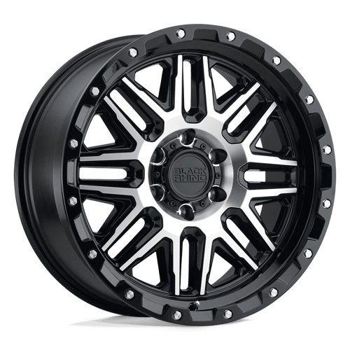 Black Rhino Hard Alloys ALAMO, 20X9, 6X139.7, ET12, CB112.1, GLOSS BLACK W/ MACH FACE 2090ALA126140B12