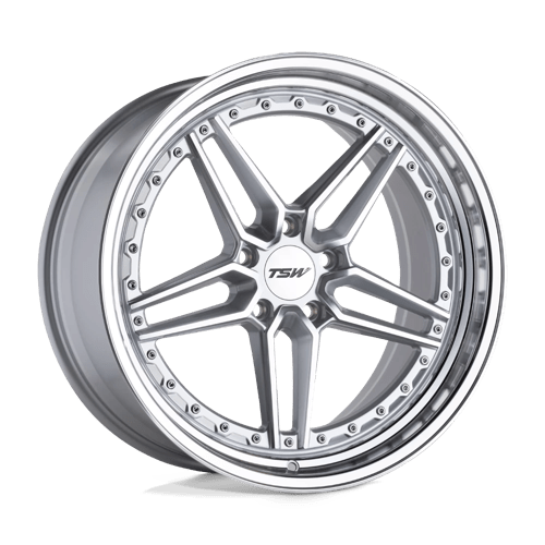 TSW ASCARI, 20X10.5, 5X120, ET25, CB76.1, SILVER W/MIRROR CUT FACE & LIP