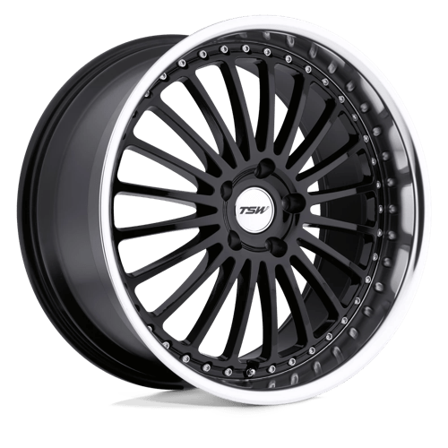 TSW SILVERSTONE, 17X8, 5X112, ET45, CB72.1, GLOSS BLACK W/ MIRROR CUT LIP