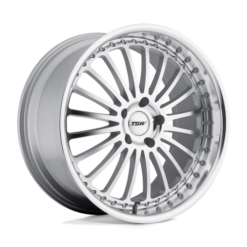 TSW SILVERSTONE, 22X9, 5X120, ET35, CB76.1, SILVER MIRROR CUT FACE & LIP