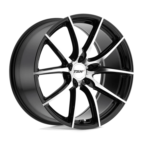 TSW SPRINT, 19X8.5, 5X112, ET32, CB72.1, GLOSS BLACK W/ MIRROR CUT FACE