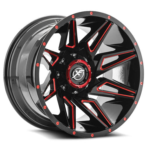 XF Offroad XF-218, 20x9, 5x139.7/5x150, ET12, CB110.3, Gloss Black Milled Red