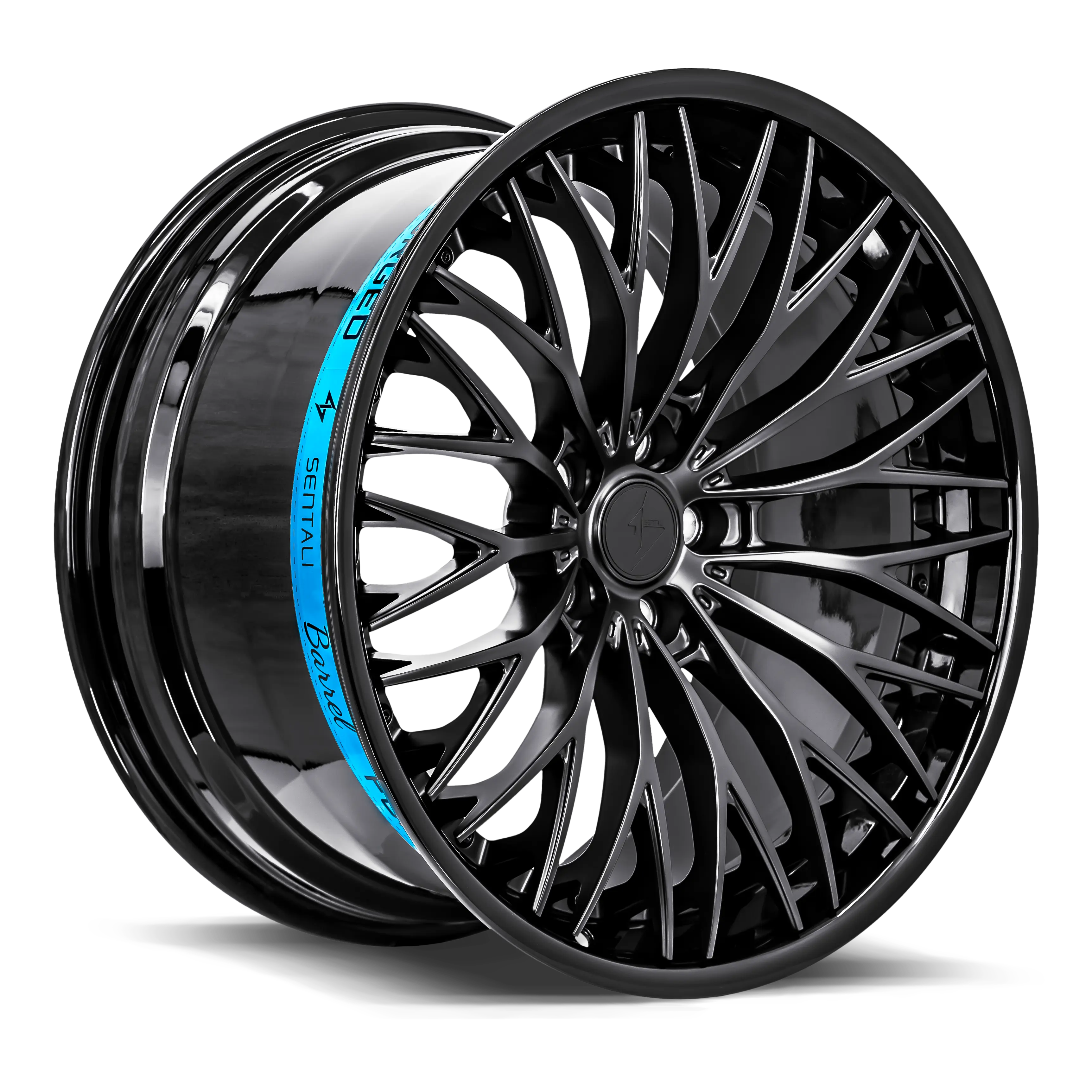 Sentali Barrel SB1, 20x10, 5x115, ET20, CB71.6, Gloss Black Lip / Matte Black Centre