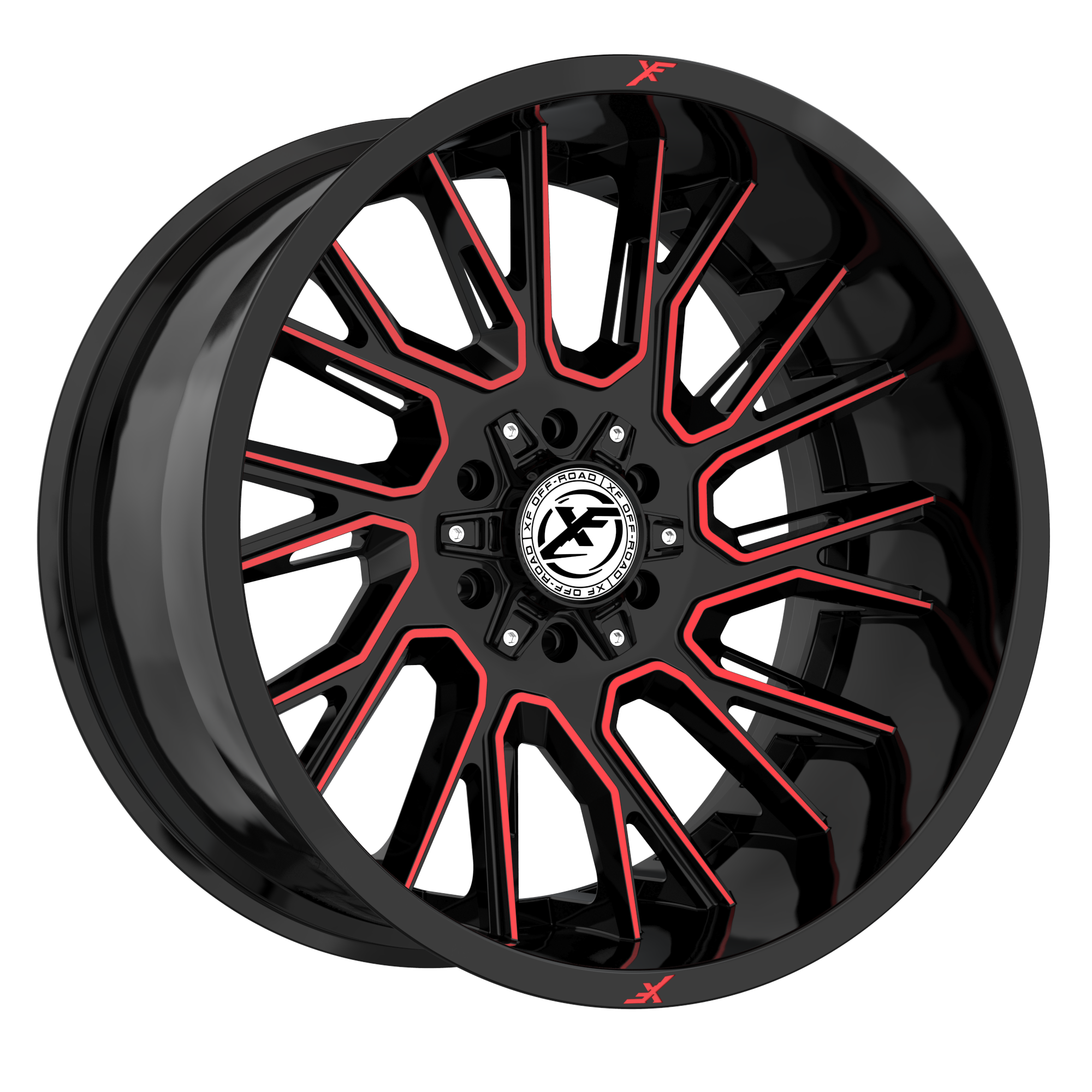 XF Offroad XF-230, 22x10, 6x135/6x139.7, ET-24, CB106.4, Gloss Black Machined Red