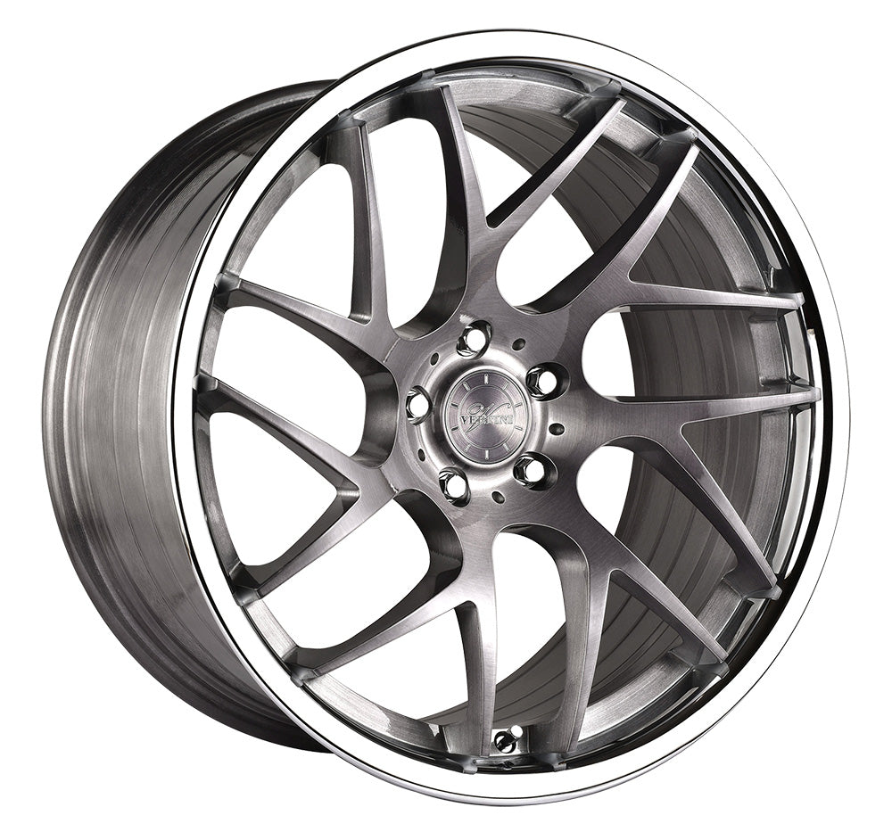 Vertini RFS1.4, Deep Concave Profile, 20X10.5, 5x120, ET45, CB72.56, Brush Titanium Chrome Lip - 714LF200552045BT - Image 1