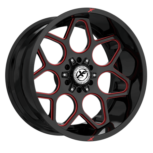 XF Offroad XF-233, 20x10, 6x135/6x139.7, ET-12, CB106.4, Gloss Black Milled Red