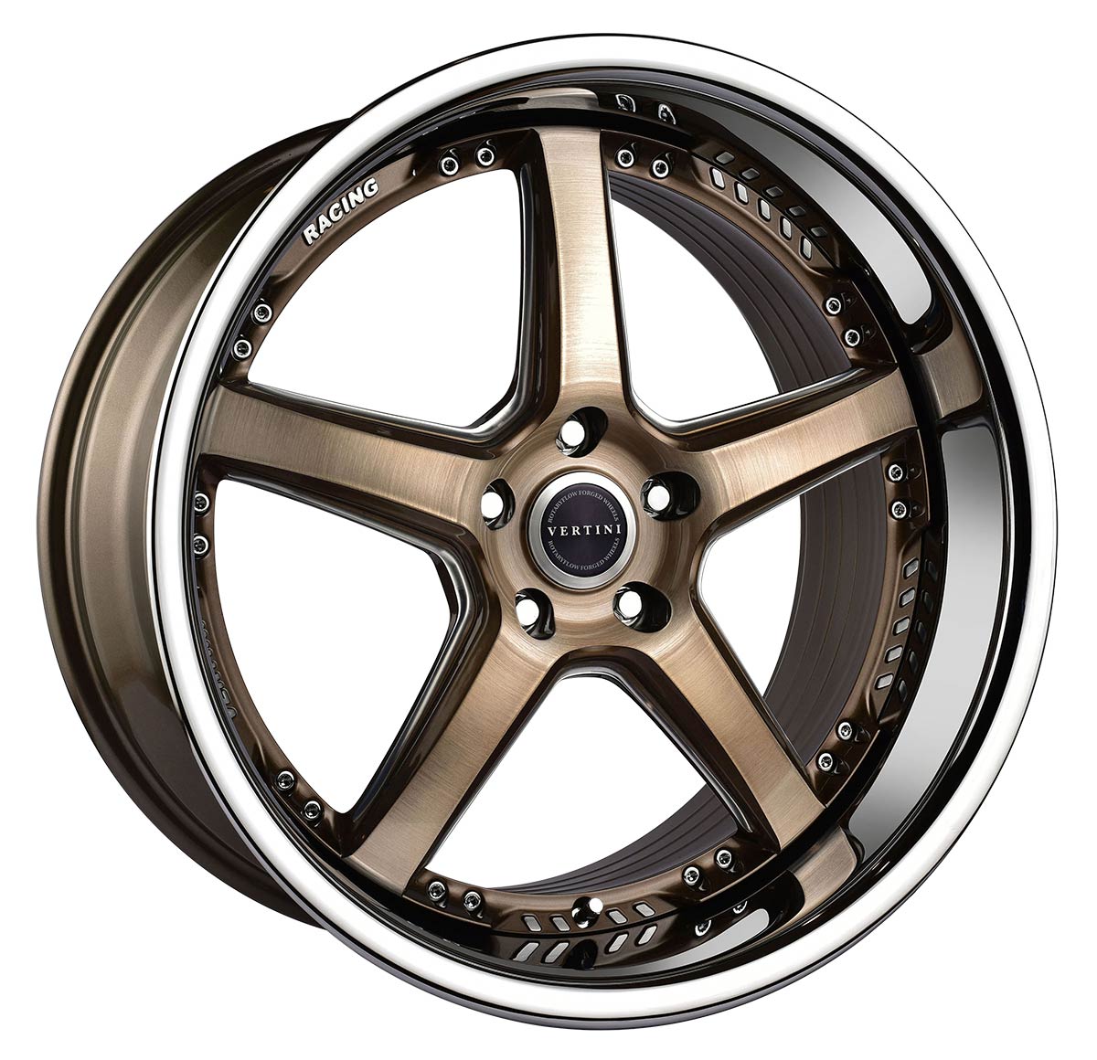 Vertini RFS2.2, 20X9, 5x100 to 5x132, ET26 to 56, CB54.1 to 84.1, DUAL BRONZE / CHROME LIP - Image 1
