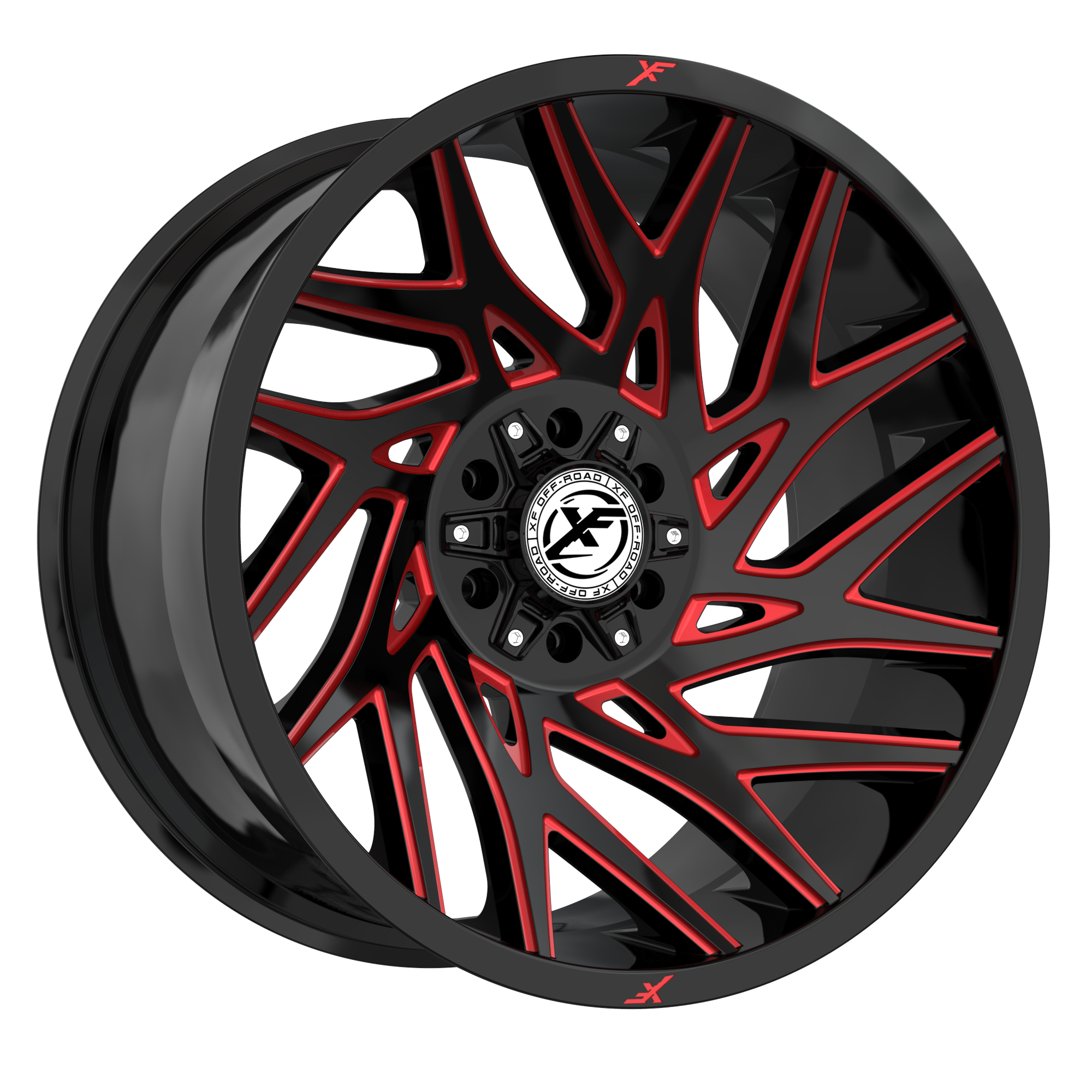 XF Offroad XF-229, 20x10, 5x127/5x139.7, ET-12, CB78.1, Gloss Black & Red Milled