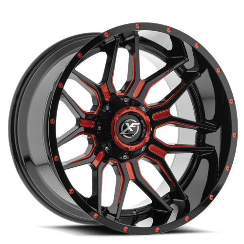 XF Offroad XF-222, 20x9, 8x165.1/8x180, ET0, CB125.2, Gloss Black Milled Red