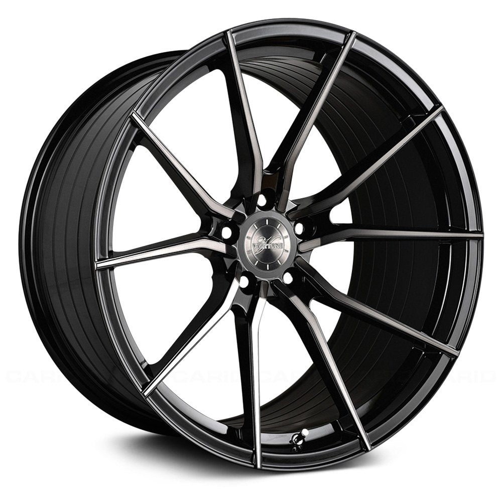 Vertini RFS1.2, Flat Concave Profile Profile, 18X8, 5x100 to 5x132, ET15 to 45, CB54.1 to 84.1, Gloss Black Tinted Face - Image 1